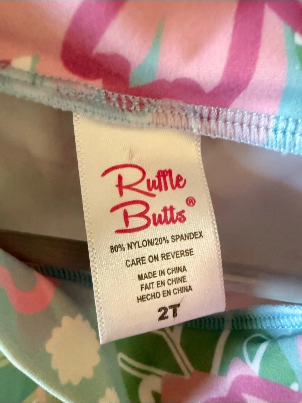 Ruffle Butts Pink & Aqua Floral Ruffle Rashguard Swim Set